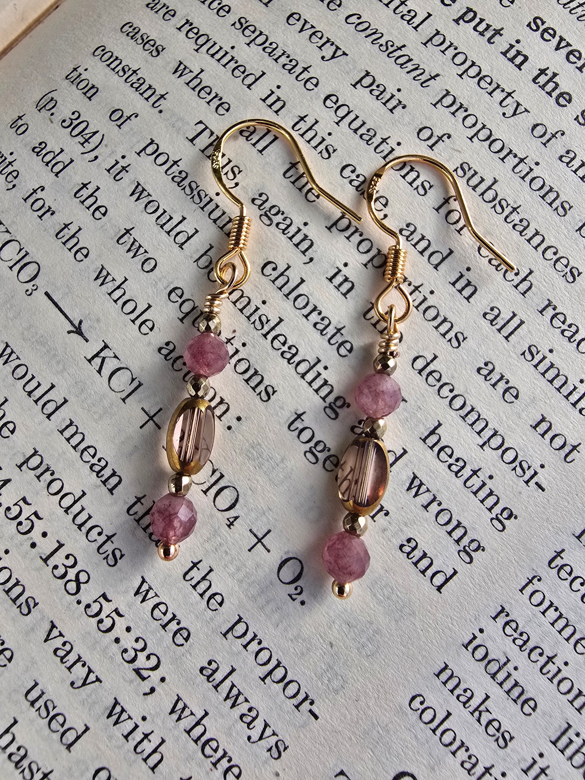 Dainty Rose & Gold Drop Earrings Sacred Sol Design