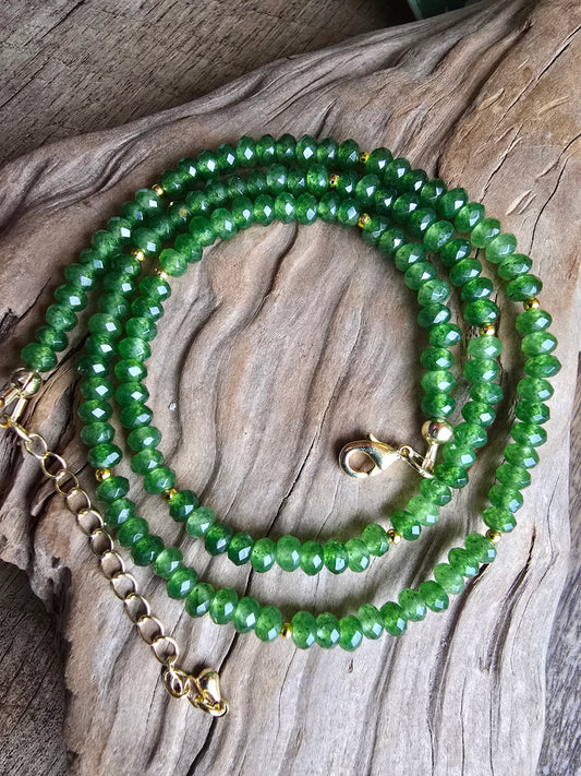 Peridot or Chalcedony Gemstone Necklace – 18” with Extender – Gold Filled Spacers – Faceted Beaded Necklace Sacred Sol Design