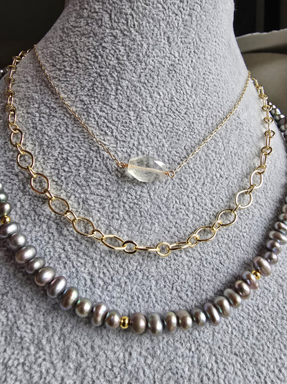 14k Gold Filled Layering Necklace – Minimalist Stacking Chain Sacred Sol Design