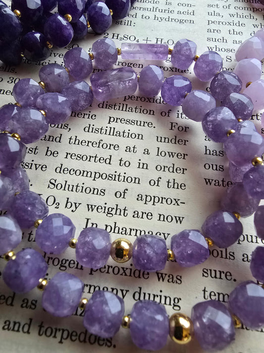 Gemstone Strech Bracelets - Plum Jade, Violet Jade, Amethyst, Chalcedony & Carnelian My Store
