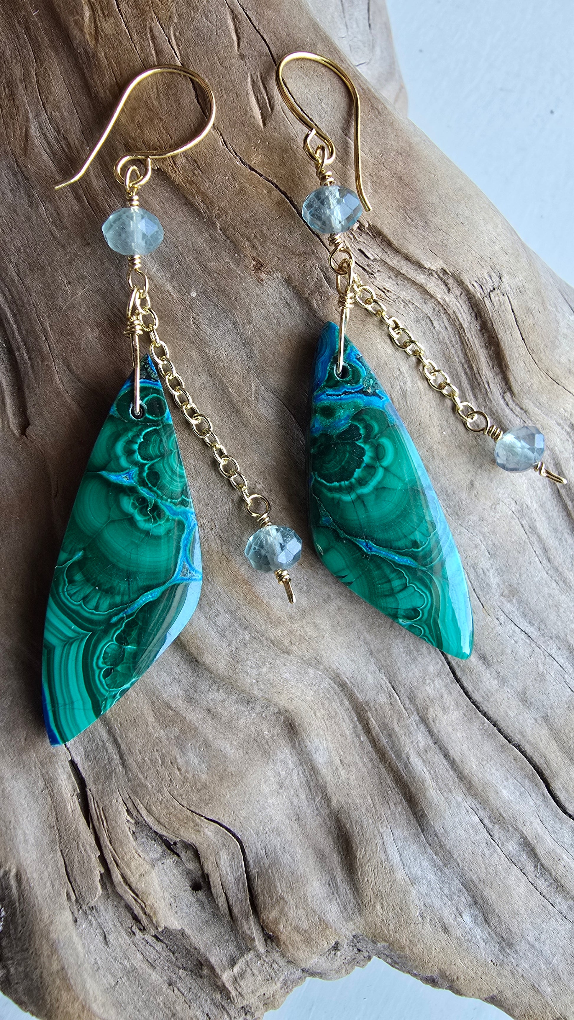 Malachite Chrysocolla & Fluorite Earrings Sacred Sol Design
