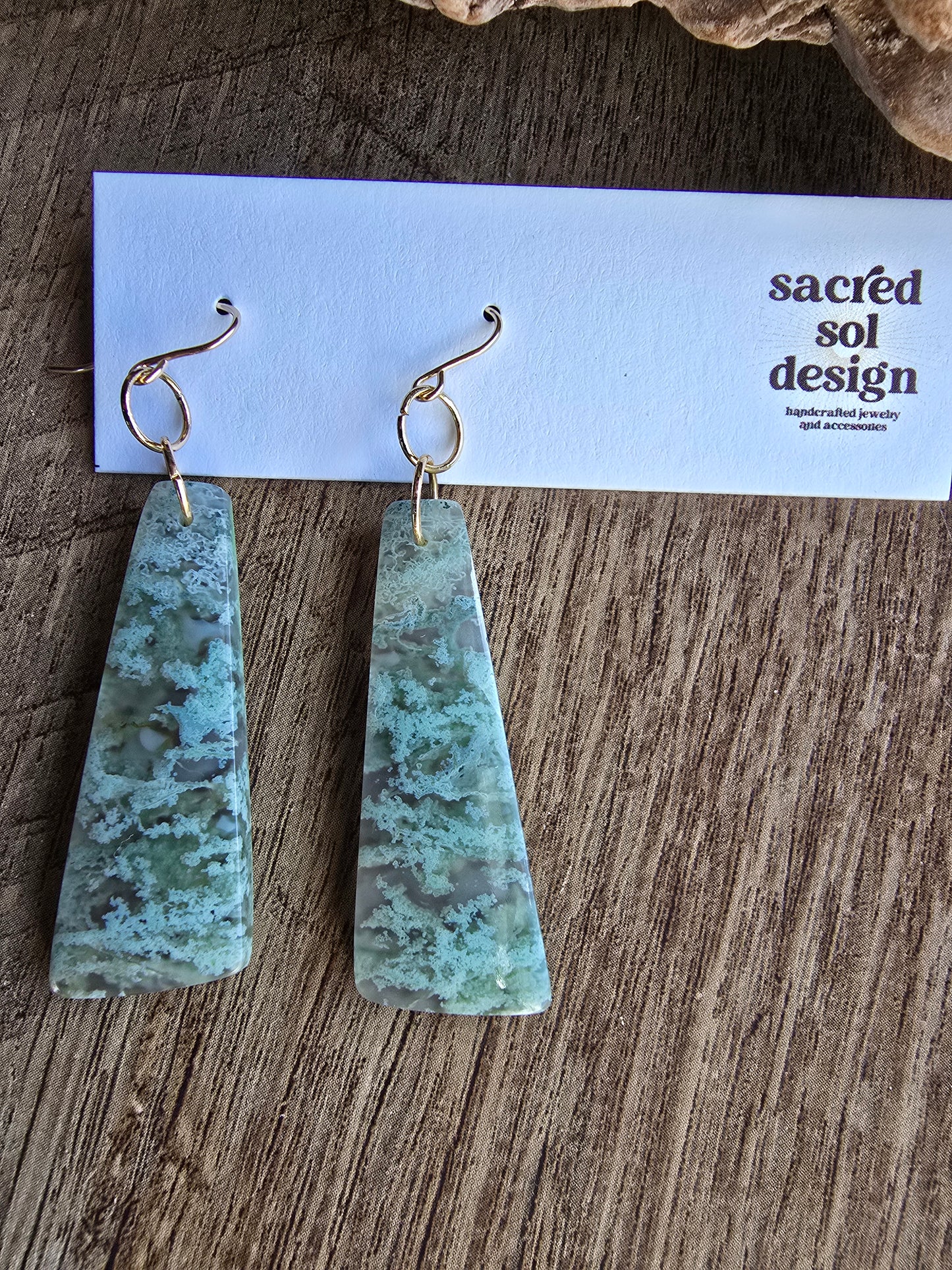 Moss Agate Earrings – Soft Aqua Green Natural Stone Drops Sacred Sol Design
