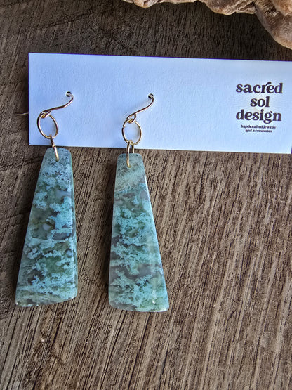 Moss Agate Earrings – Soft Aqua Green Natural Stone Drops Sacred Sol Design