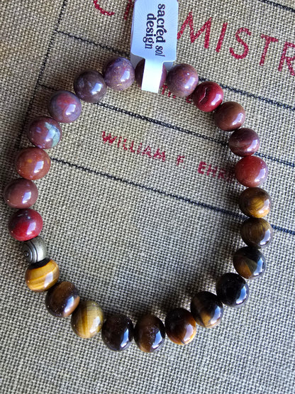 Tiger Eye + Indian Agate Men’s Gemstone Bracelet My Store