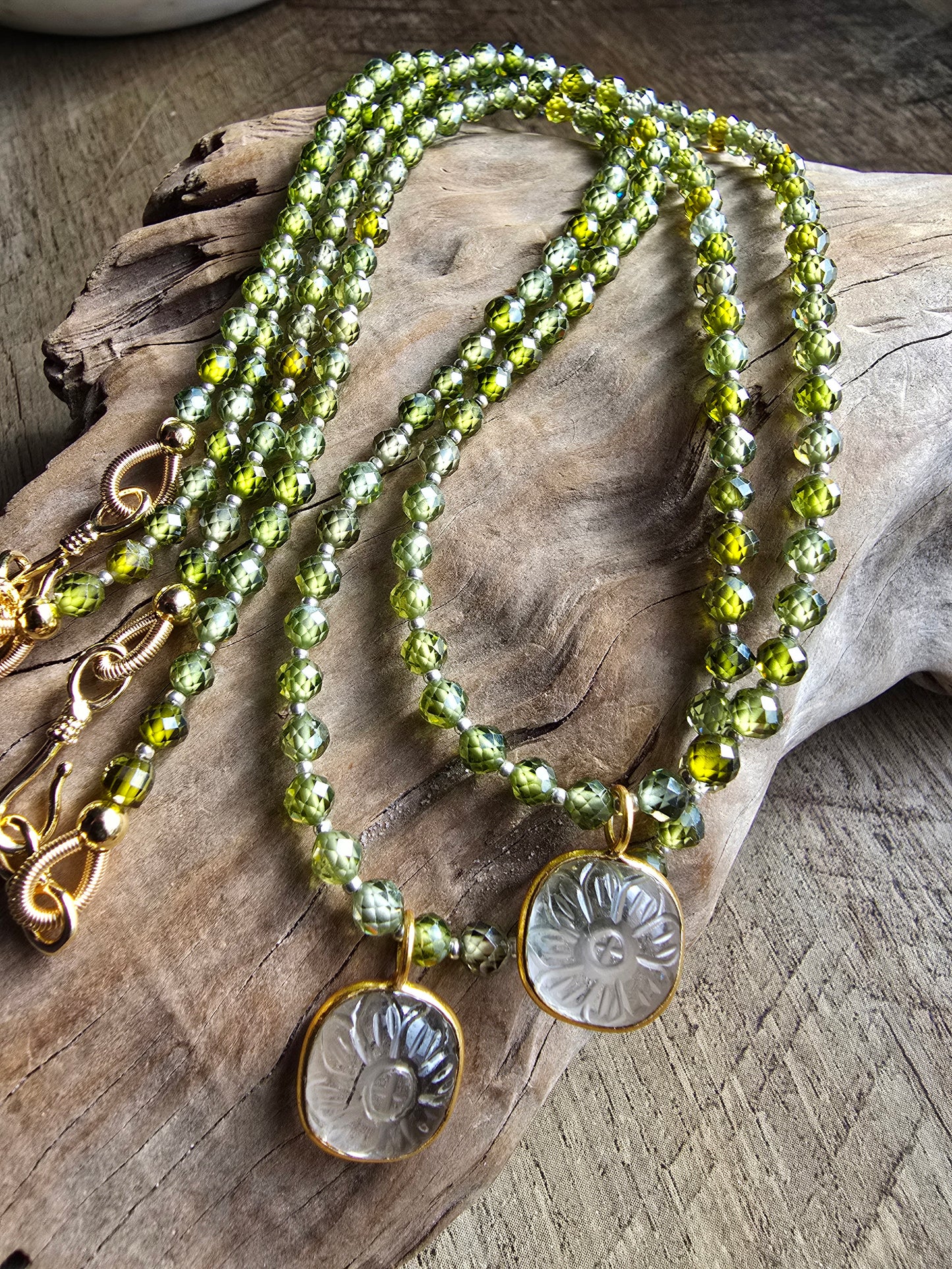 Green Zircon & Quartz Necklace Sacred Sol Design