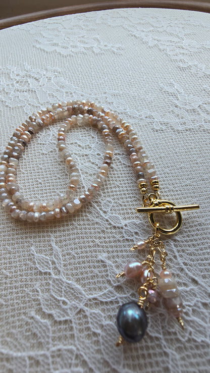 Moonstone & Pearl Statement Necklace Sacred Sol Design