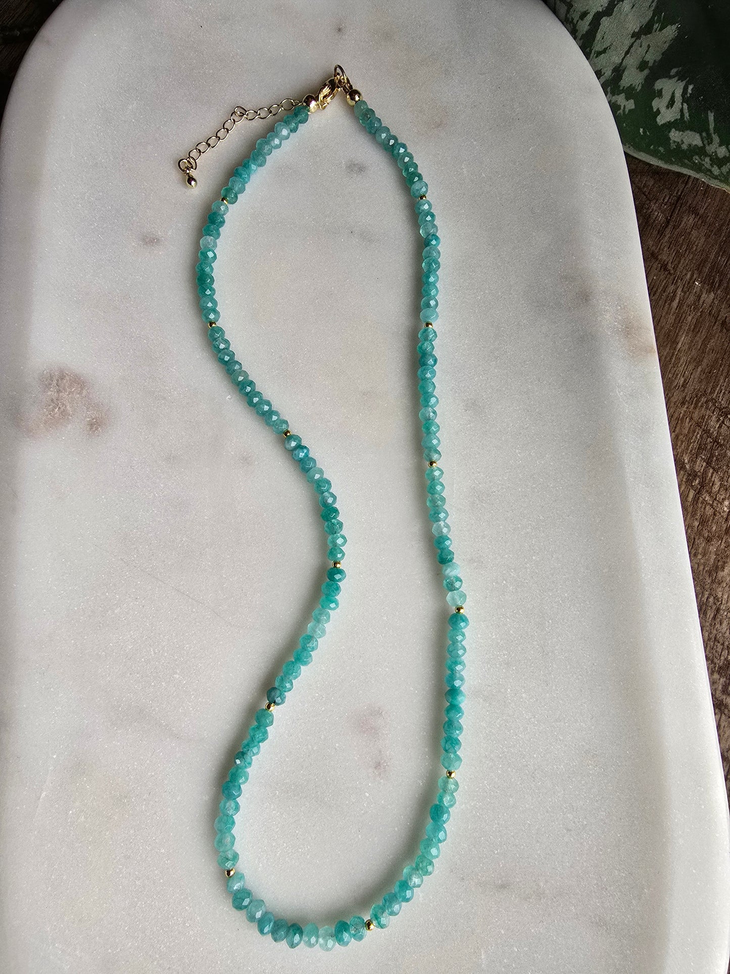 Peridot or Chalcedony Gemstone Necklace – 18” with Extender – Gold Filled Spacers – Faceted Beaded Necklace Sacred Sol Design