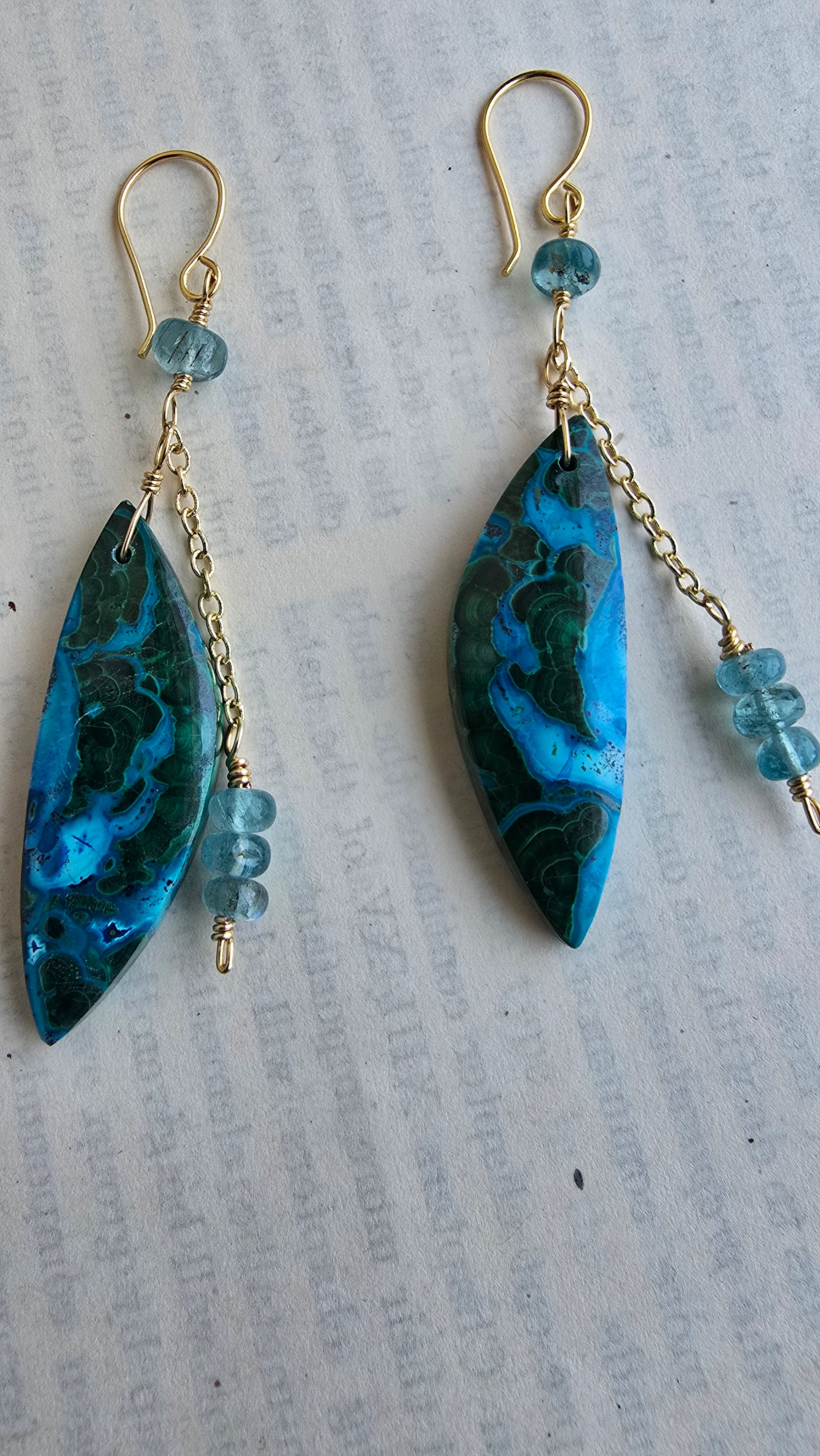 Chrysocolla & Malachite Statement Earrings Sacred Sol Design