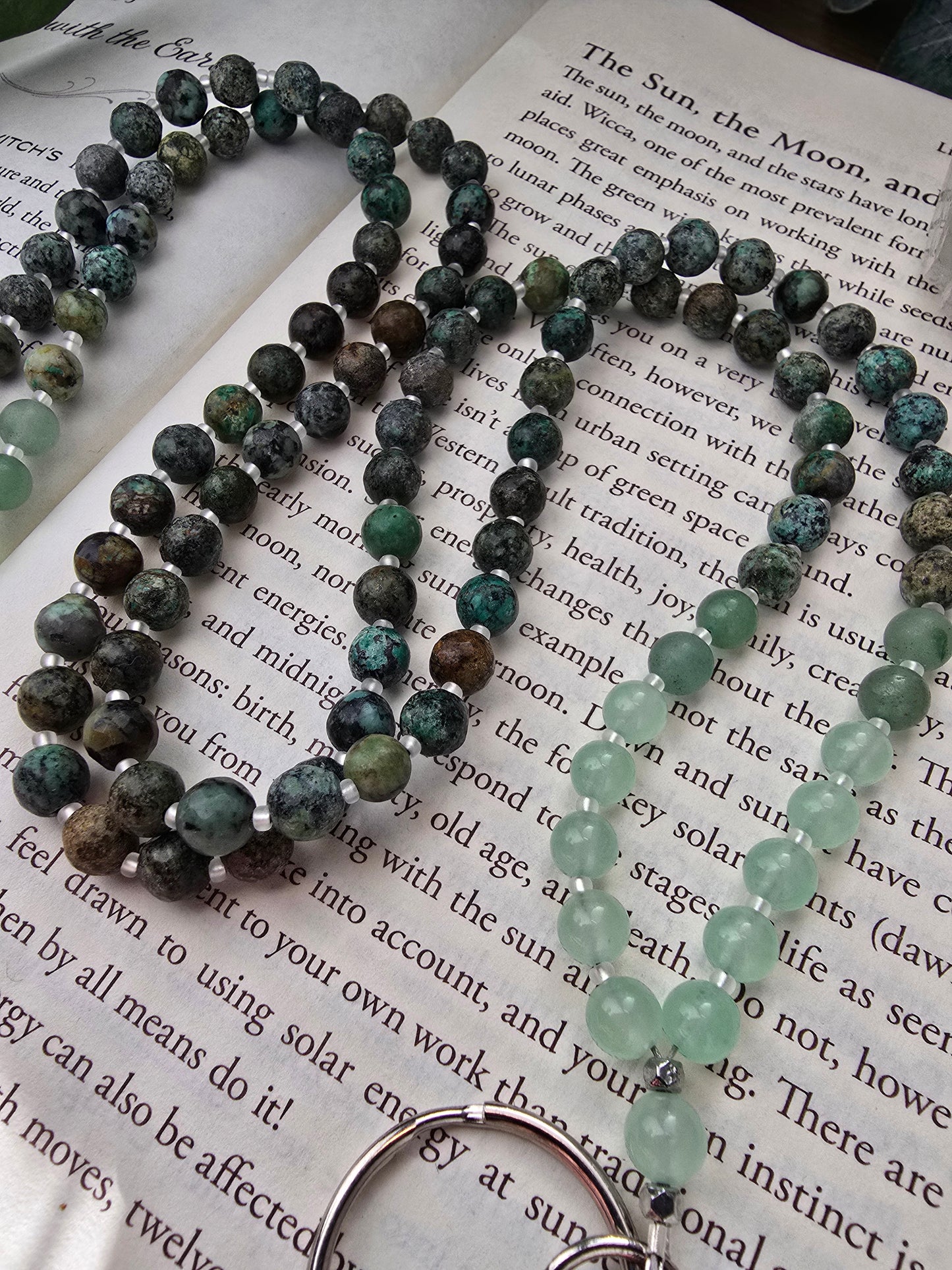 Mint Jade, Aventurine, and African Turquoise Lanyard Sacred Sol Design