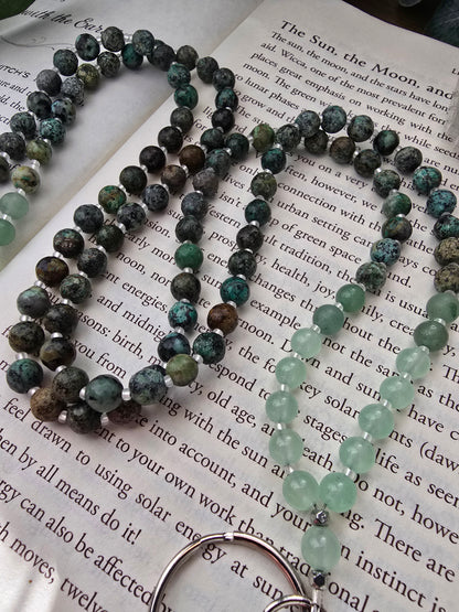 Mint Jade, Aventurine, and African Turquoise Lanyard Sacred Sol Design
