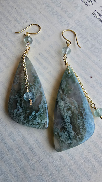 Moss Agate Statement Earrings Sacred Sol Design