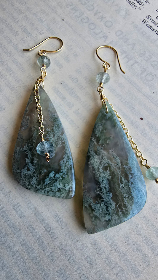 Moss Agate Statement Earrings Sacred Sol Design