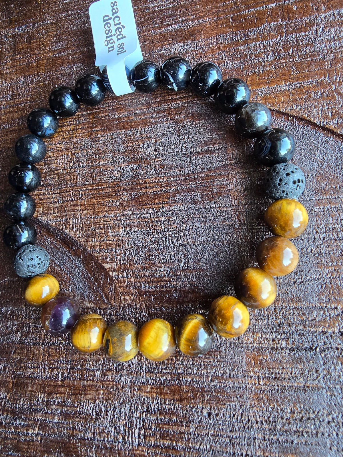 Tiger Eye + Black Agate Men’s Gemstone Bracelet My Store
