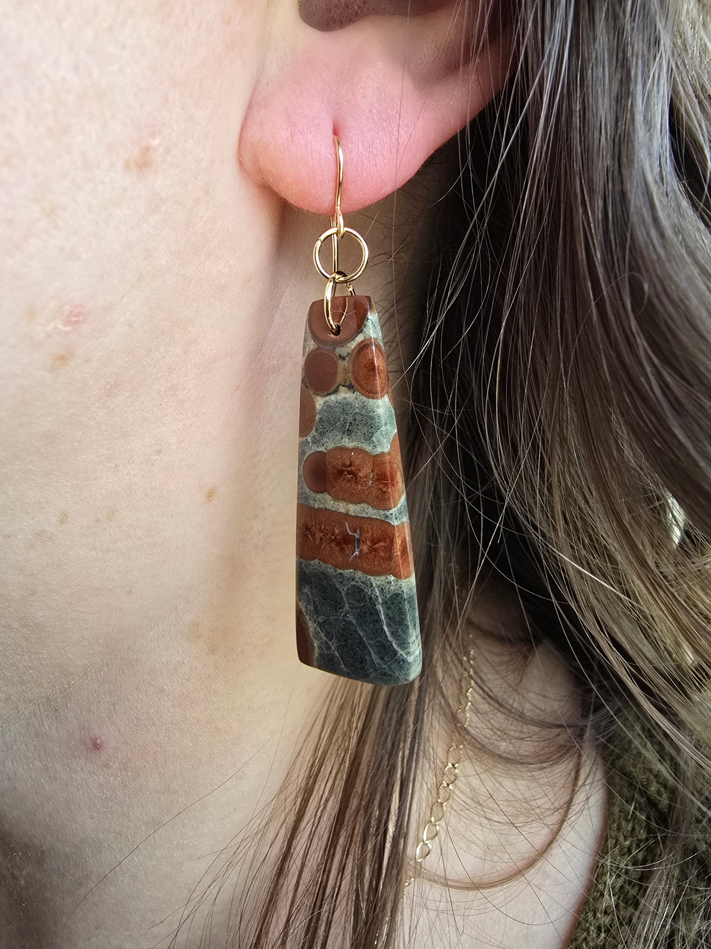 Peanut Jasper Earrings – Natural Orb Stone Drop Earrings Sacred Sol Design