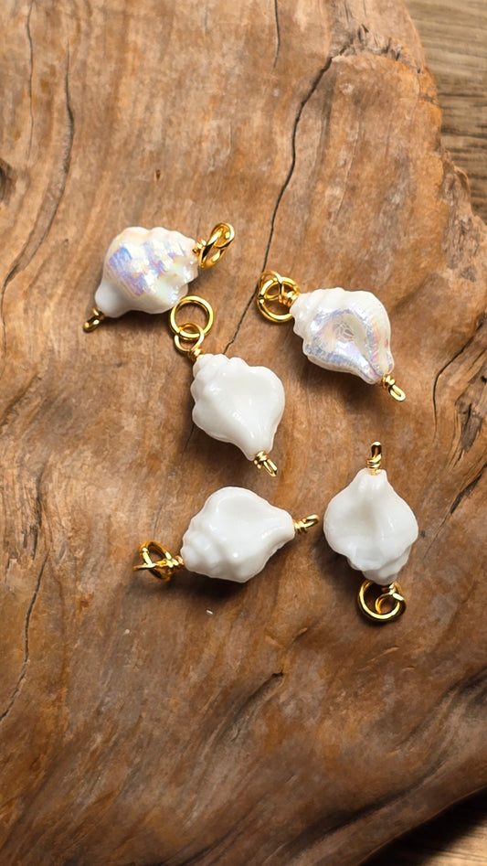 Czech Glass Seashell Charm Sacred Sol Design