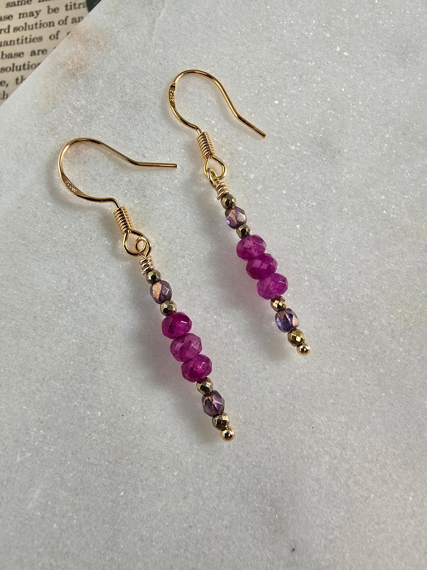 Fuchsia Jade & Gold Drop Earrings Sacred Sol Design
