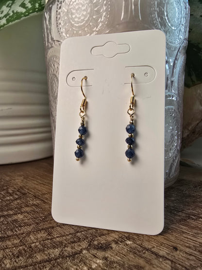 Sapphire & Hematite Mini Drop Earrings Sacred Sol Design