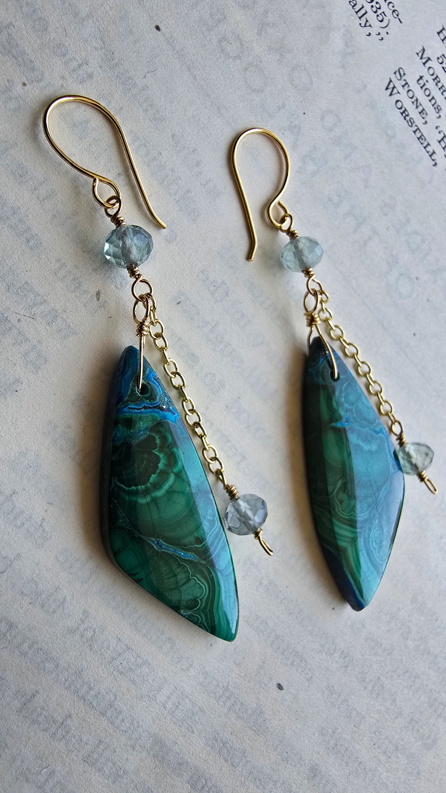 Malachite Chrysocolla & Fluorite Earrings Sacred Sol Design
