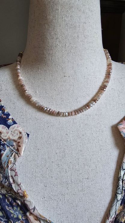 Luster Mystic Moonstone & Keshi Pearl Necklace Sacred Sol Design