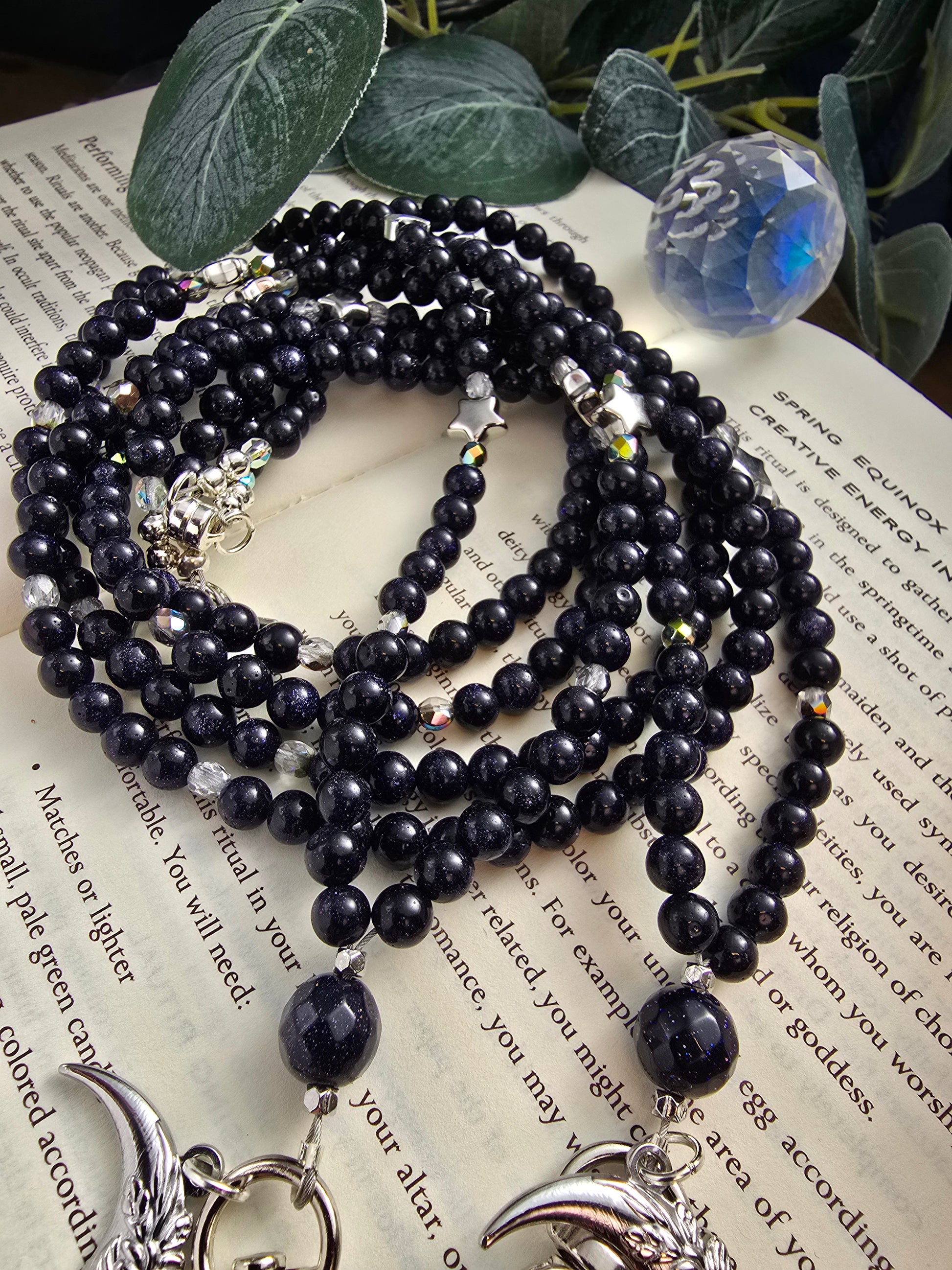 A Court of Starlight Lanyard - Blue Goldstone Celestial Charm My Store