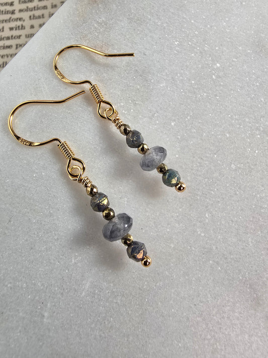 Grey Jade & Gold Drop Earrings Sacred Sol Design