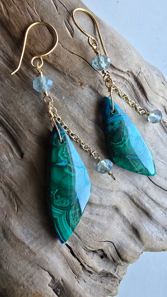 Malachite Chrysocolla & Fluorite Earrings Sacred Sol Design