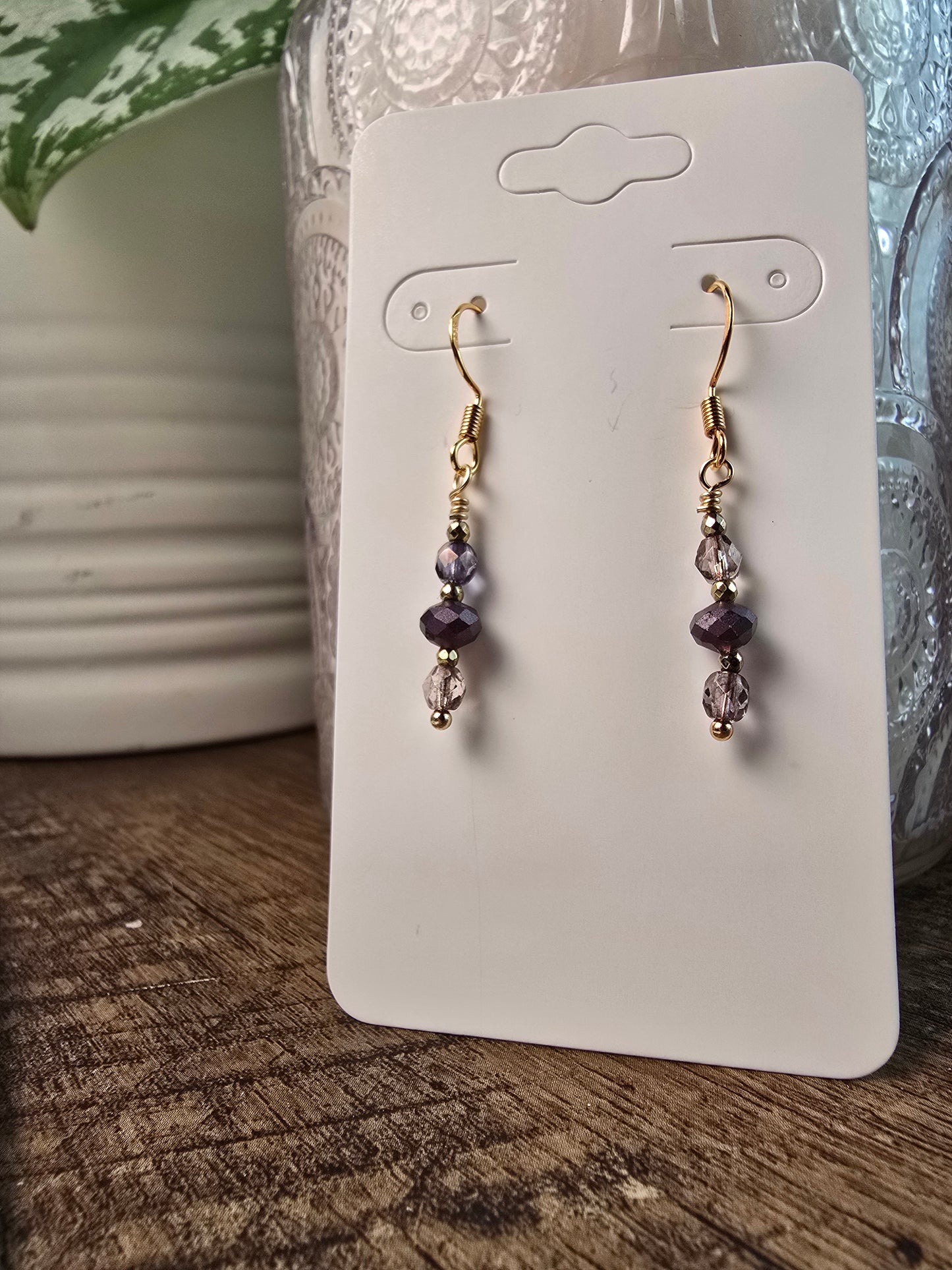 Plum & Hematite Drop Earrings Sacred Sol Design