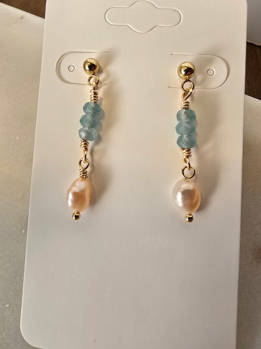 Personalized Pearl & Gemstone Drop Earrings Collection Sacred Sol Design
