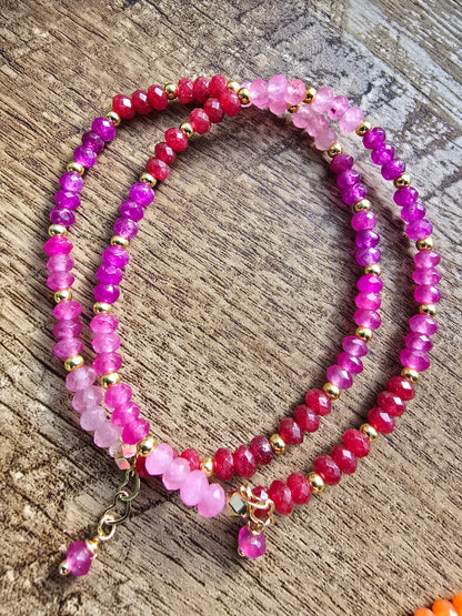 Rainbow Dainty Micro-Faceted Gemstone Collection Bracelet My Store