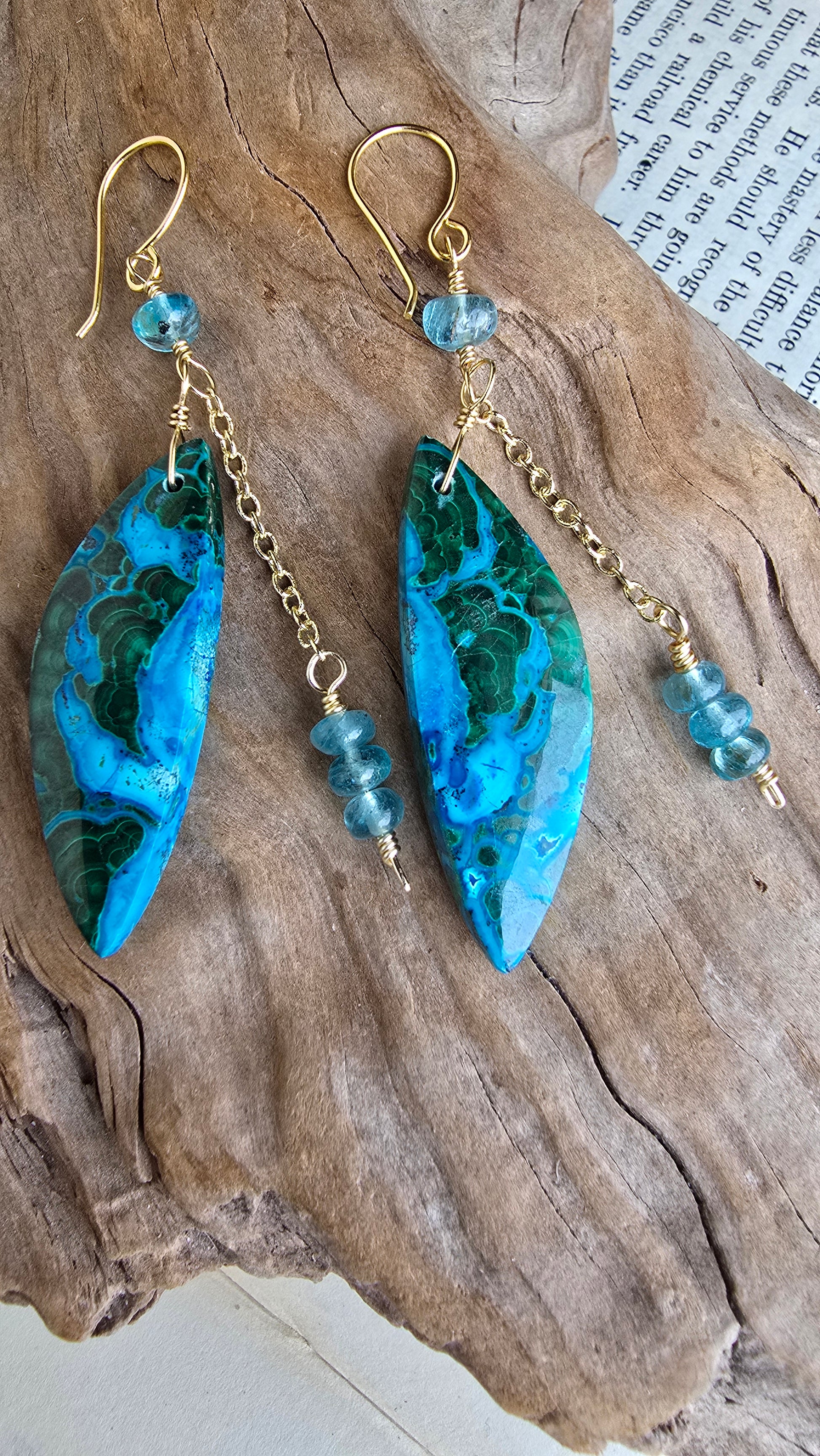 Chrysocolla & Malachite Statement Earrings Sacred Sol Design
