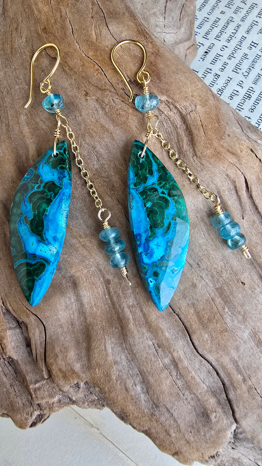 Chrysocolla & Malachite Statement Earrings Sacred Sol Design