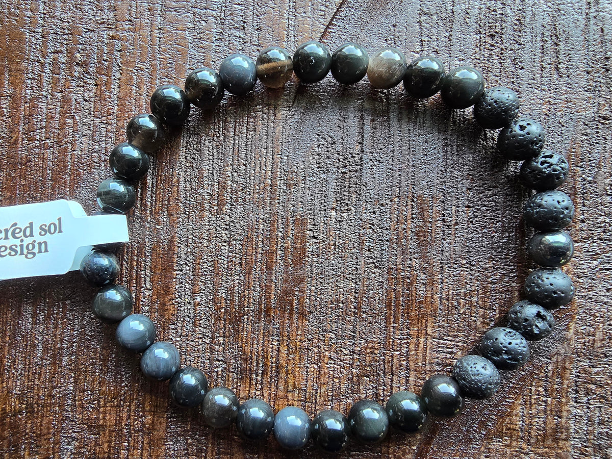 Black Agate + Lava Men’s Gemstone Bracelet My Store