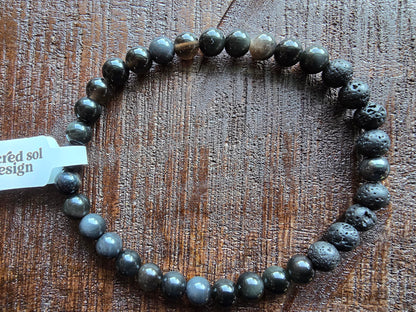 Black Agate + Lava Men’s Gemstone Bracelet My Store