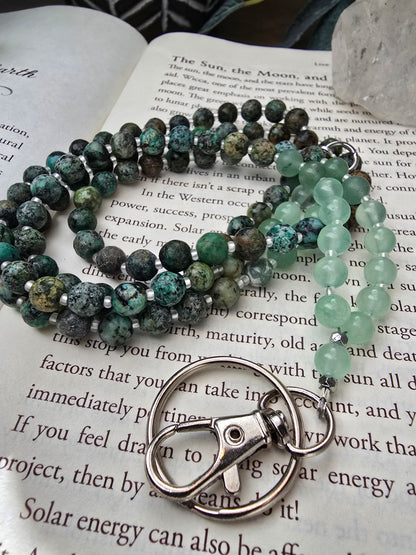 Mint Jade, Aventurine, and African Turquoise Lanyard Sacred Sol Design