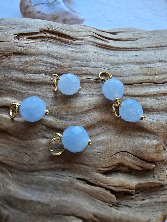 8mm Round Faceted Aquamarine Drops