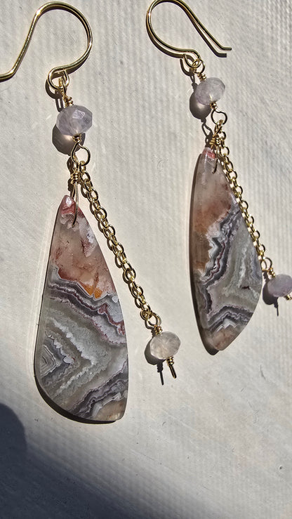 Painted Canyon Statement Earrings | Crazy Lace Agate & Fluorite Sacred Sol Design