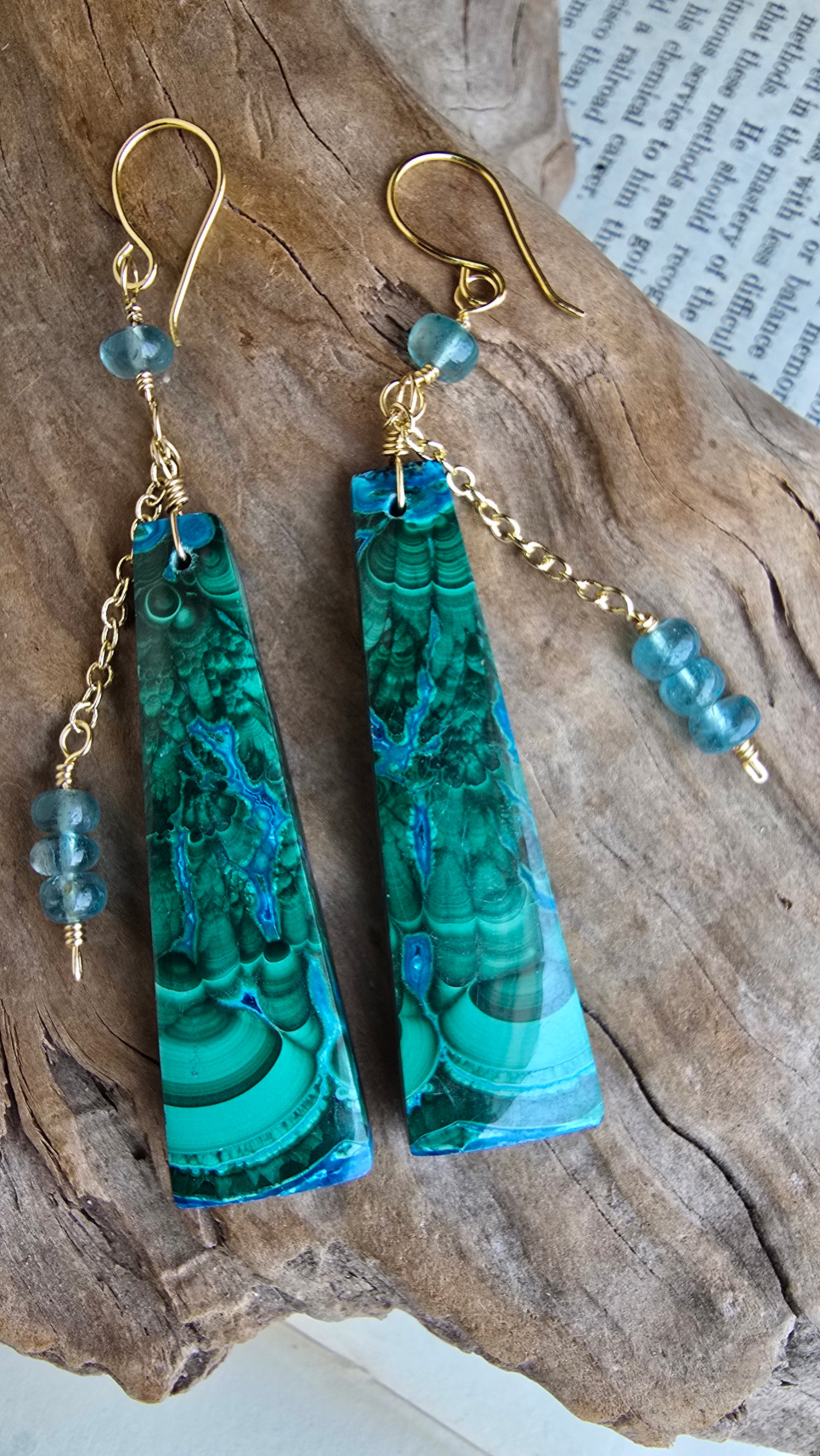 Ocean Current | Chrysocolla & Malachite Statement Earrings Sacred Sol Design