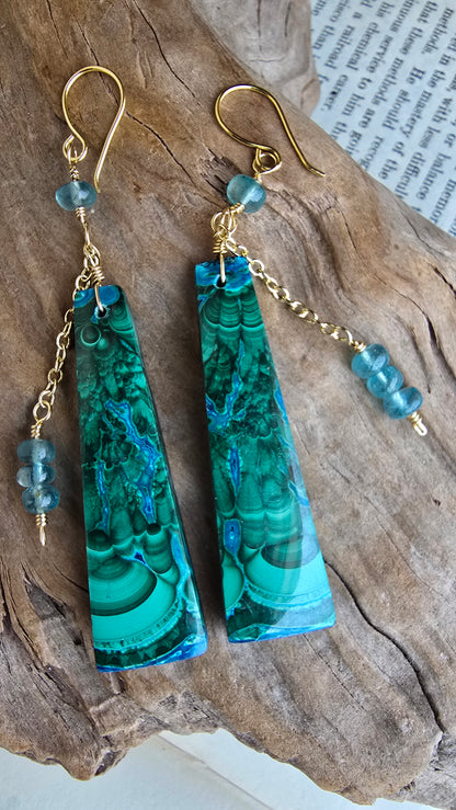 Ocean Current | Chrysocolla & Malachite Statement Earrings Sacred Sol Design