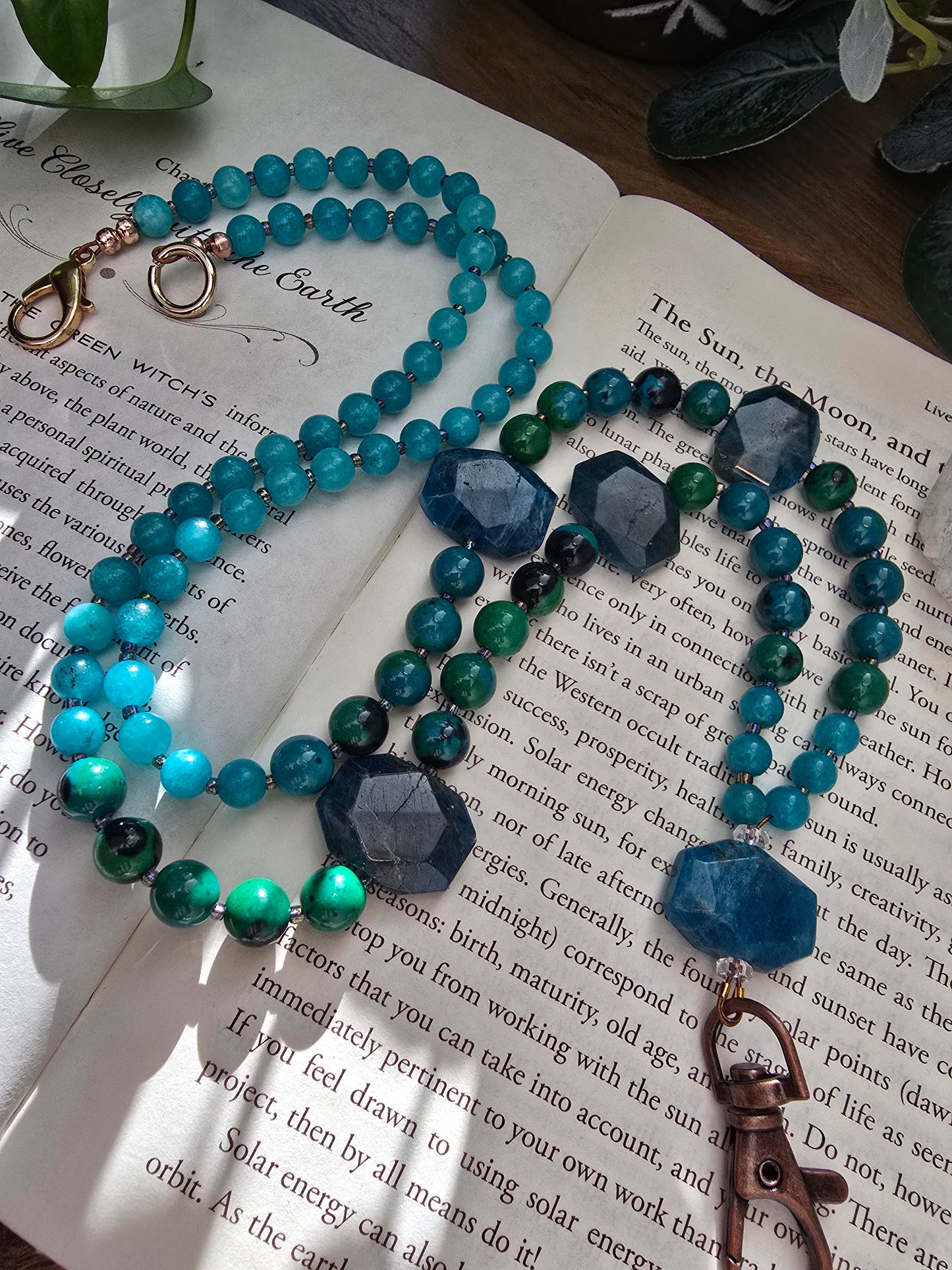 Blue Apatite Gemstone Lanyard Sacred Sol Design
