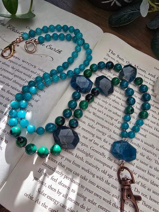 Blue Apatite Gemstone Lanyard Sacred Sol Design