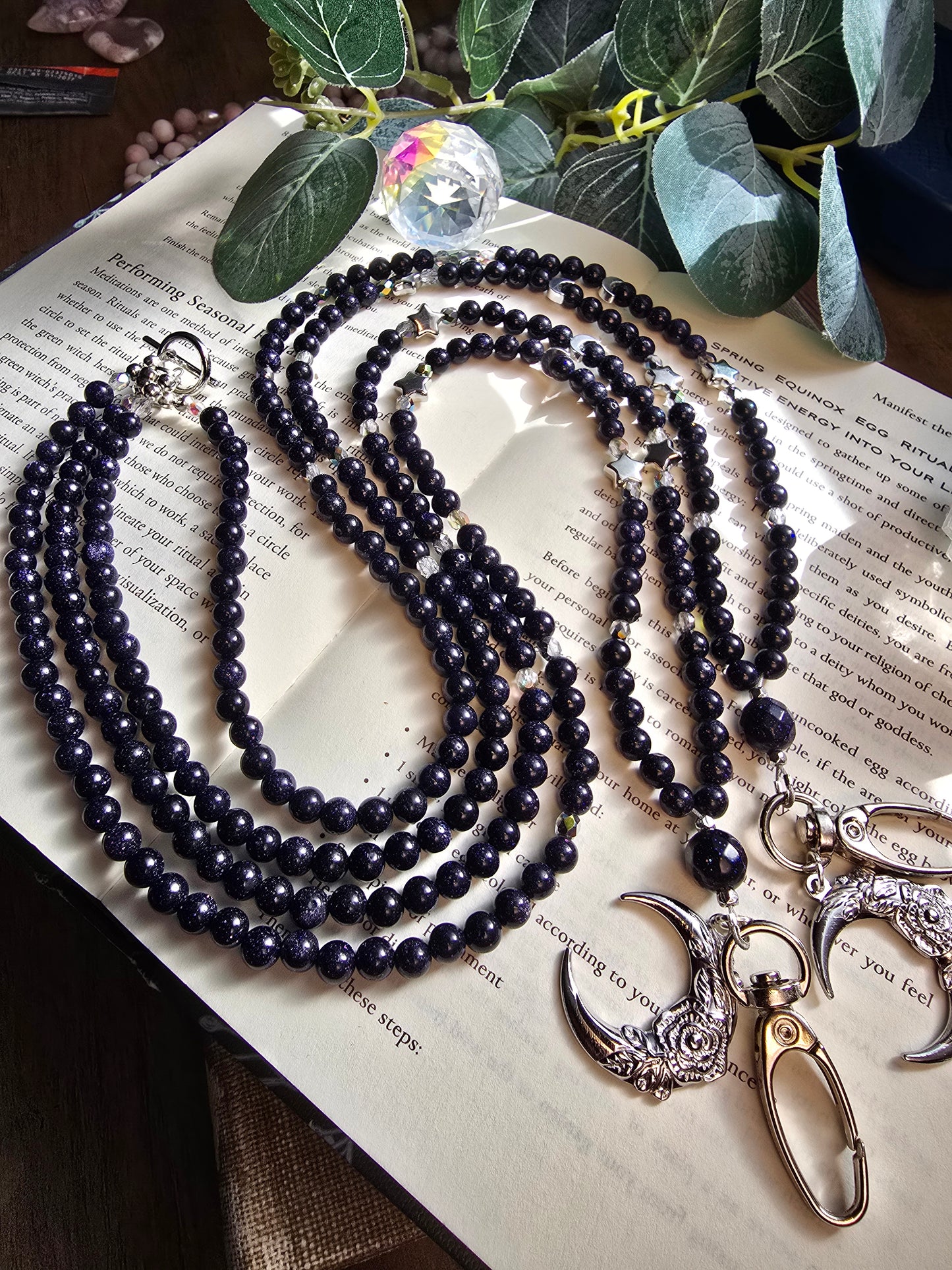 A Court of Starlight Lanyard - Blue Goldstone Celestial Charm My Store