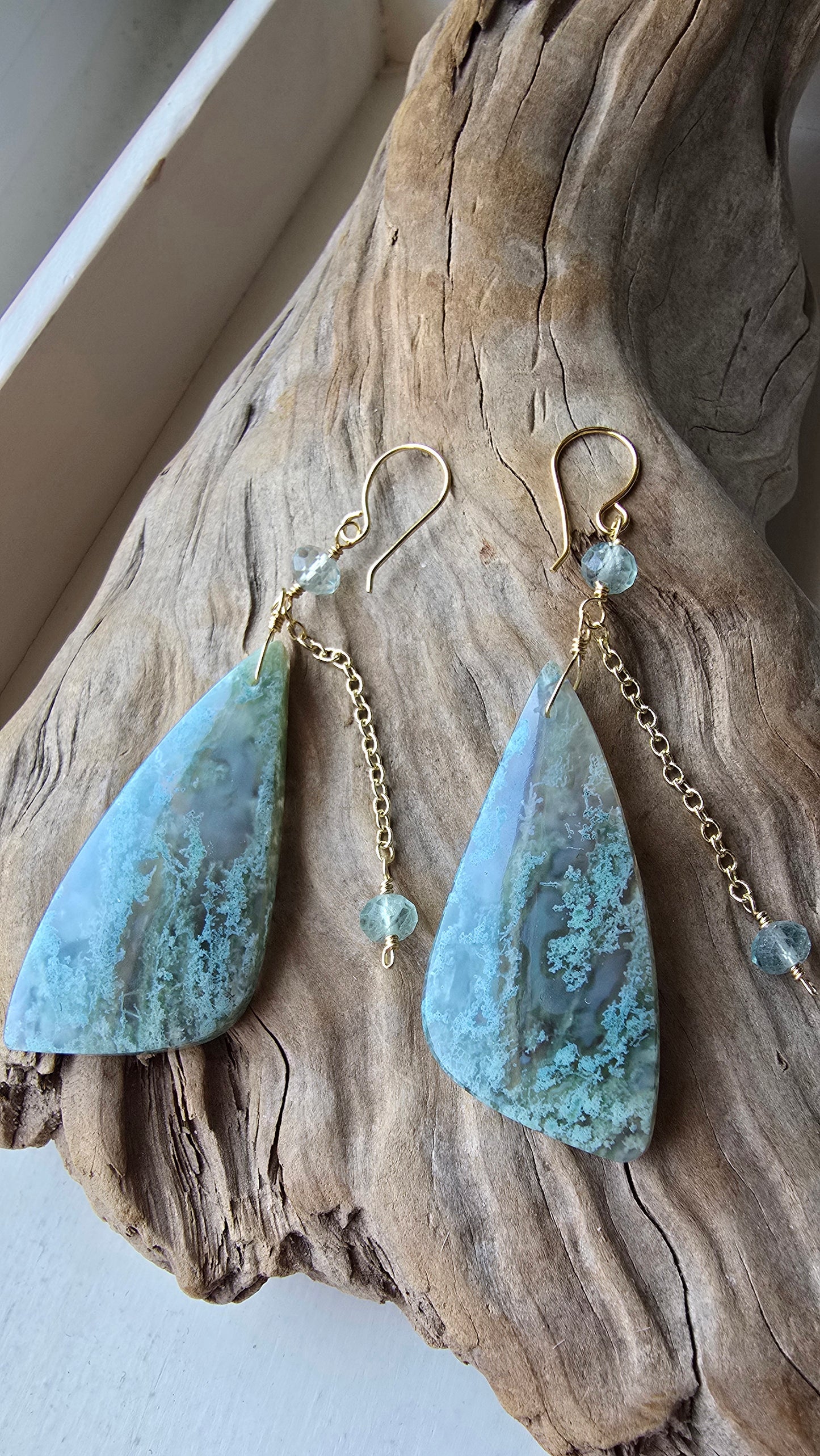 Moss Agate Statement Earrings Sacred Sol Design