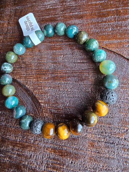 Tiger Eye + Indian Agate Men’s Gemstone Bracelet My Store