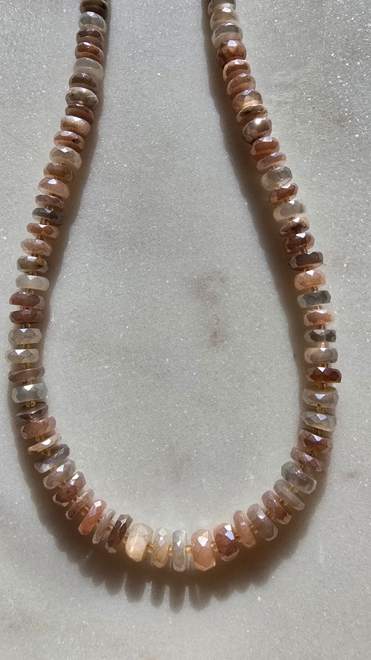 Luster Mystic Moonstone & Keshi Pearl Necklace Sacred Sol Design