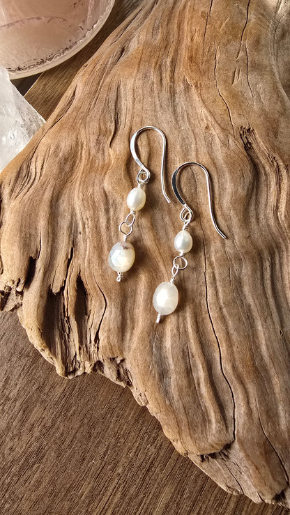 Moonstone Pearl Luster Drop Earrings Sacred Sol Design