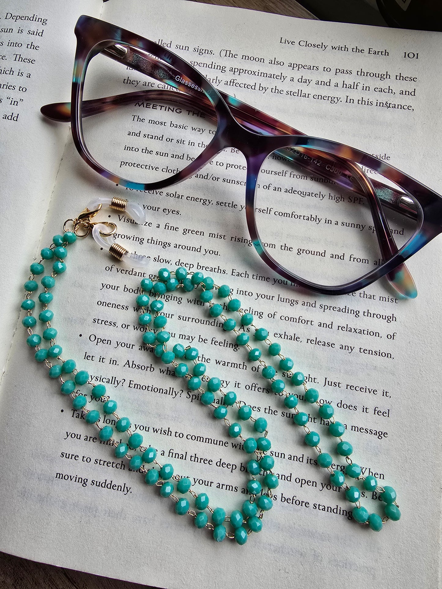 The Crystal Strand Eyeglass Chain Sacred Sol Design