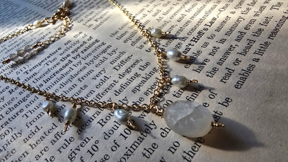 Moonstone & Pistachio Pearl Drop Necklace Sacred Sol Design