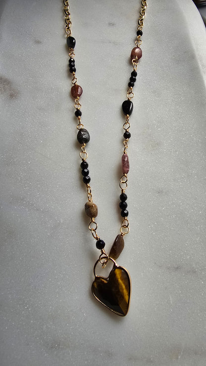 Emberheart | Tiger Eye & Tourmaline Necklace Sacred Sol Design