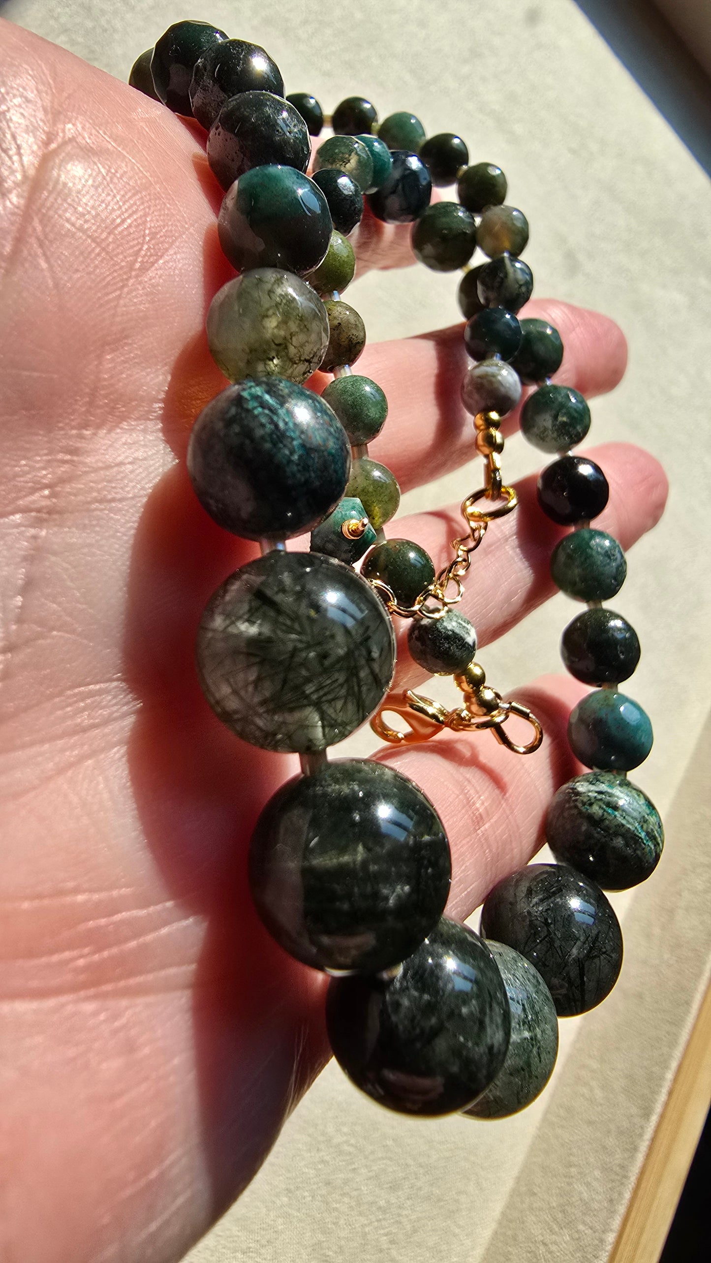 Moss Agate & Indian Agate Necklace Sacred Sol Design