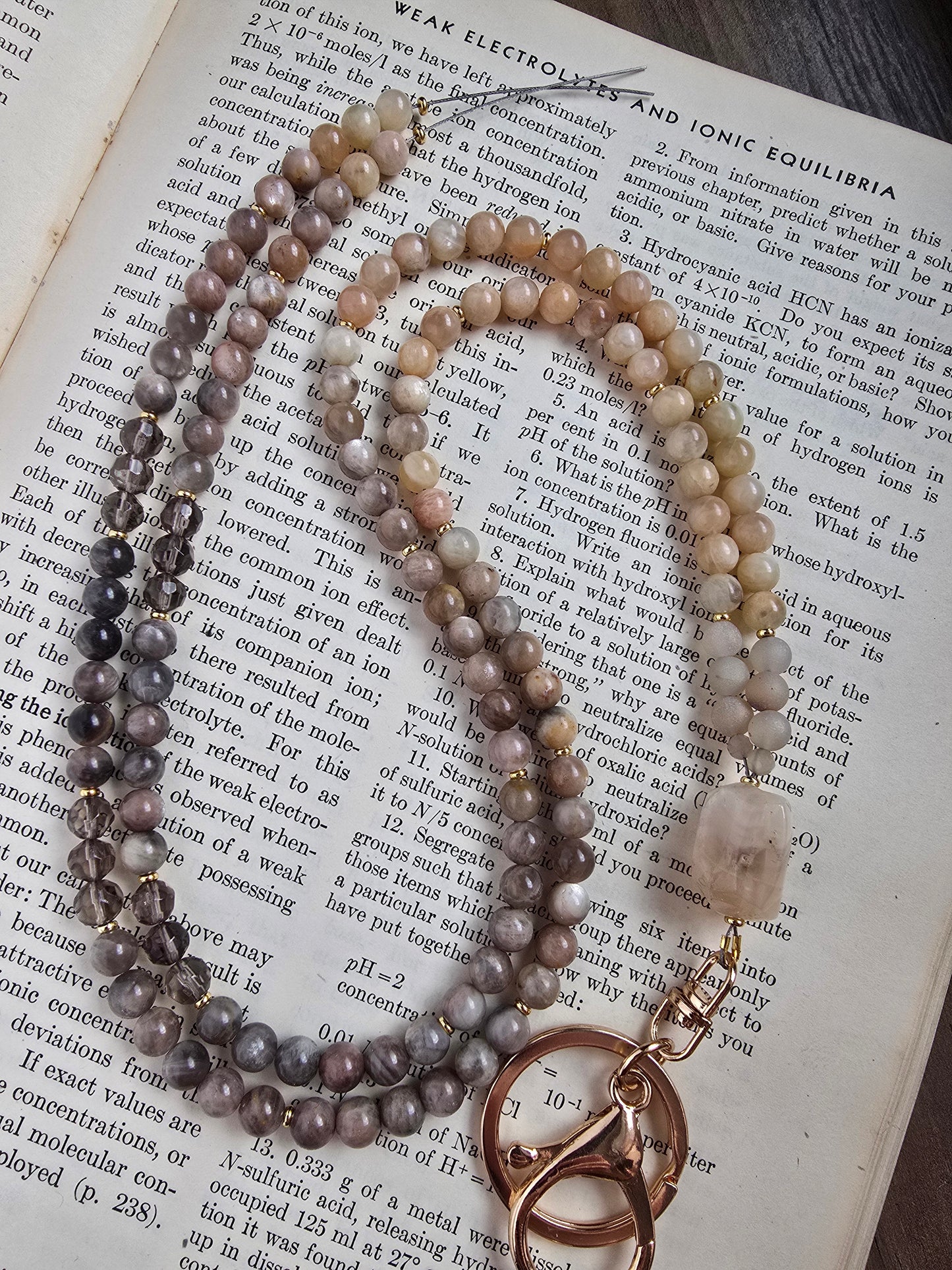 Custom for Amelia - Chocolate Moonstone & Smoky Quartz Glass beading Sacred Sol Design